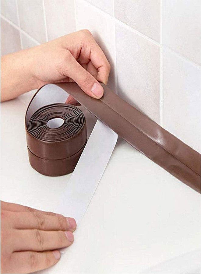Tazanma 2 Pack Caulk Strip Sealing Strip PE Self Adhesive Waterproof Tape for Bathtub Bathroom Shower Toilet Kitchen and Wall Sealing 11 Ft Length (Brown Tape) - Image 3