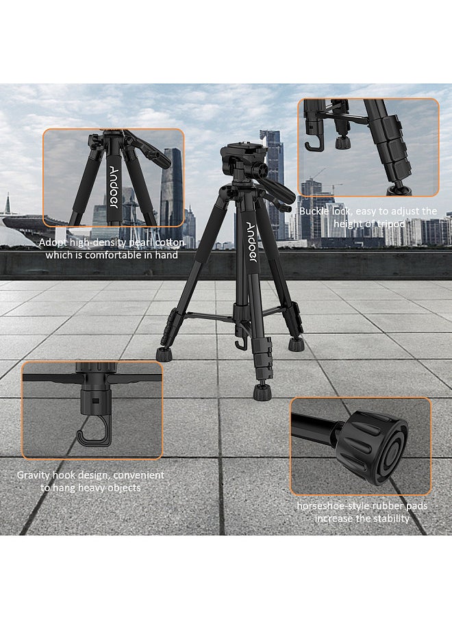ANDOER Andoer TTT-663N 57.5inch Travel Lightweight Camera Tripod Stand Phone Tripod for DSLR SLR Camcorder Photography Video Shooting with Carry Bag Phone Clamp Max.Load 3kg  - Image 3