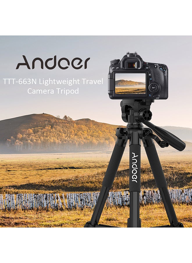 ANDOER Andoer TTT-663N 57.5inch Travel Lightweight Camera Tripod Stand Phone Tripod for DSLR SLR Camcorder Photography Video Shooting with Carry Bag Phone Clamp Max.Load 3kg  - Image 2