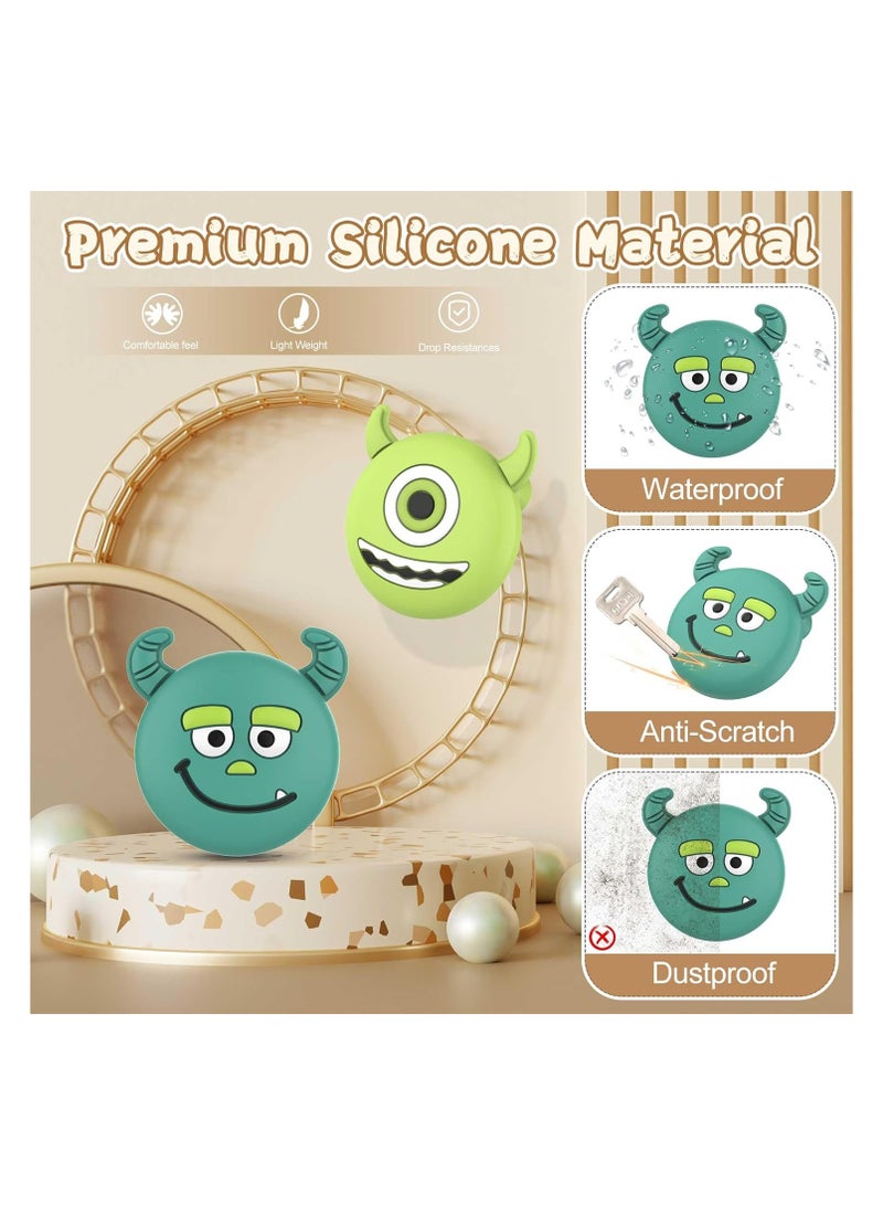 SOLARAE عبوة 2 لحامل AirTag للأطفال، حافظة AirTag سيليكون مقاومة للماء، مع دبوس أمان، حافظة تتبع للأطفال وكبار السن، مخفية داخل الملابس، حقيبة سفر، حقيبة ظهر باللون النعناعي (أزرق + أخضر) - Image 2