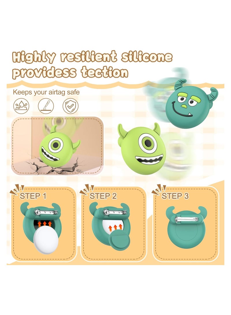 SOLARAE عبوة 2 لحامل AirTag للأطفال، حافظة AirTag سيليكون مقاومة للماء، مع دبوس أمان، حافظة تتبع للأطفال وكبار السن، مخفية داخل الملابس، حقيبة سفر، حقيبة ظهر باللون النعناعي (أزرق + أخضر) - Image 4