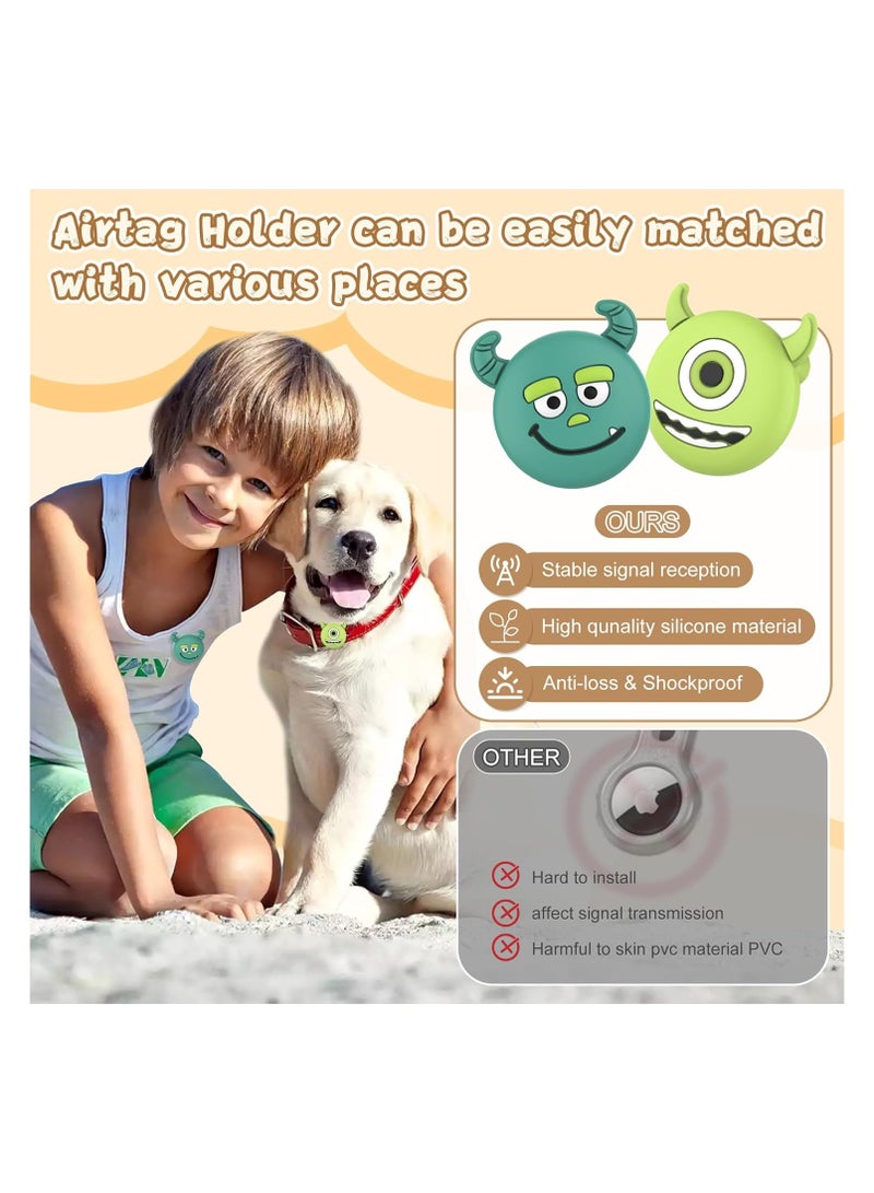 SOLARAE عبوة 2 لحامل AirTag للأطفال، حافظة AirTag سيليكون مقاومة للماء، مع دبوس أمان، حافظة تتبع للأطفال وكبار السن، مخفية داخل الملابس، حقيبة سفر، حقيبة ظهر باللون النعناعي (أزرق + أخضر) - Image 5