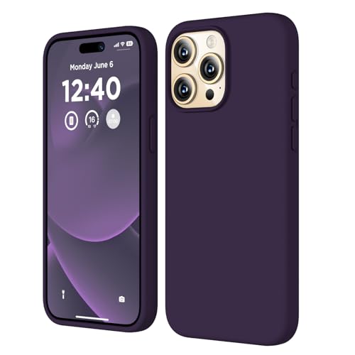 COFFKER Compatible with iPhone 15 Pro Max Case, Liquid Silicone Case, Full Body Shockproof Protective Cover Slim Thin Phone Case with Soft Anti-Scratch Microfiber Lining, 6.7 inch-Deep Purple - Image 1
