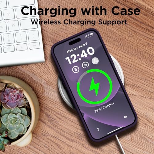 COFFKER Compatible with iPhone 15 Pro Max Case, Liquid Silicone Case, Full Body Shockproof Protective Cover Slim Thin Phone Case with Soft Anti-Scratch Microfiber Lining, 6.7 inch-Deep Purple - Image 5