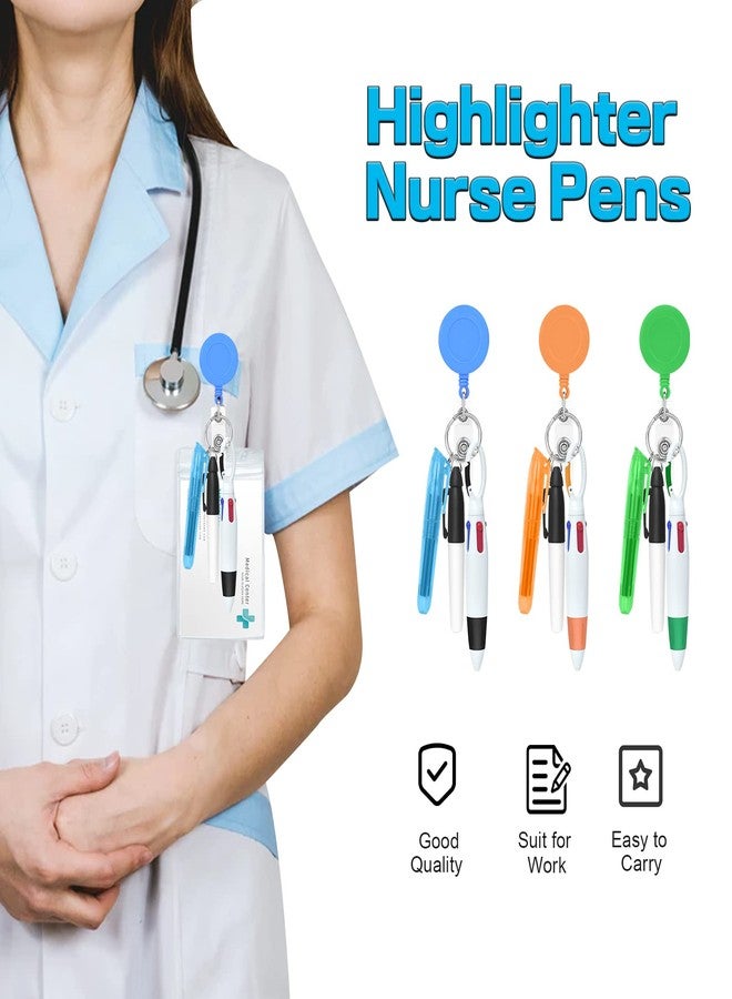 DLUGOPIS مجموعة أقلام التمريض من DLUGOPIS - 6 قطع تشمل قلم تحديد، قلم تحديد دائم، قلم حبر جاف قابل للسحب، 24 بكرة، و6 مشابك للشارة - Image 3