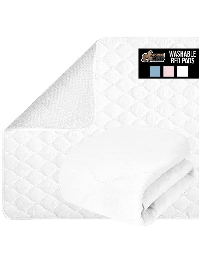 Gorilla Grip Washable Toddler Mattress Incontinence Pads, Reusable Waterproof Bed Underpads, Absorbent Leak Proof, 52X34 Slip Resistant Pad Protector Absorbs 8 Cups For Bedwetting, Adults, Kids, White  - Image 1