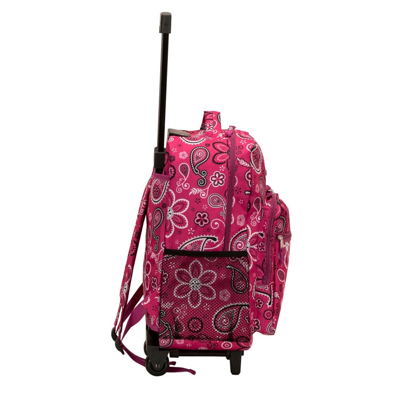 Rockland Double Handle Rolling Backpack, Bandana, 17" - Image 4