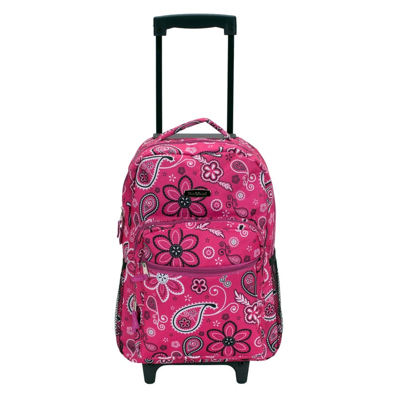 Rockland Double Handle Rolling Backpack, Bandana, 17" - Image 1