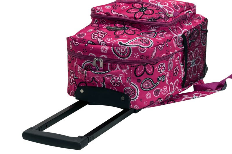 Rockland Double Handle Rolling Backpack, Bandana, 17" - Image 3
