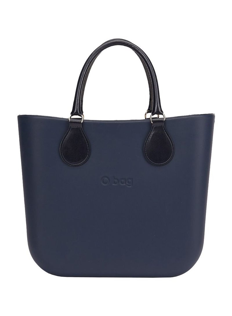 O bag O bag mini with Short Tubular Eco Leather Black Handles in Navy Blue - Image 2