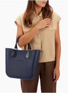 O bag O bag mini with Short Tubular Eco Leather Black Handles in Navy Blue  - Image 1