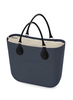 O bag O bag mini with Short Tubular Eco Leather Black Handles in Navy Blue  - Image 4