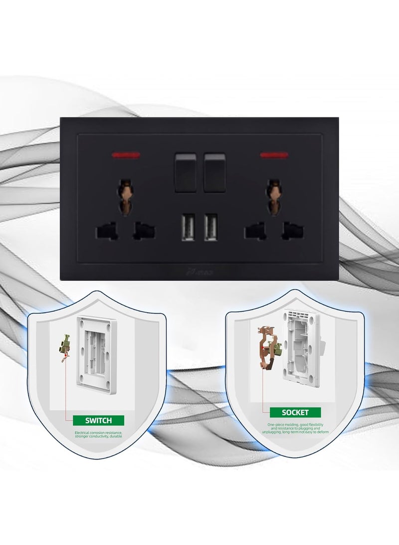 Vmax V.MAX double MF switched socket with 2 USB Electric Power Sockets for Home Office or hotel - Image 4