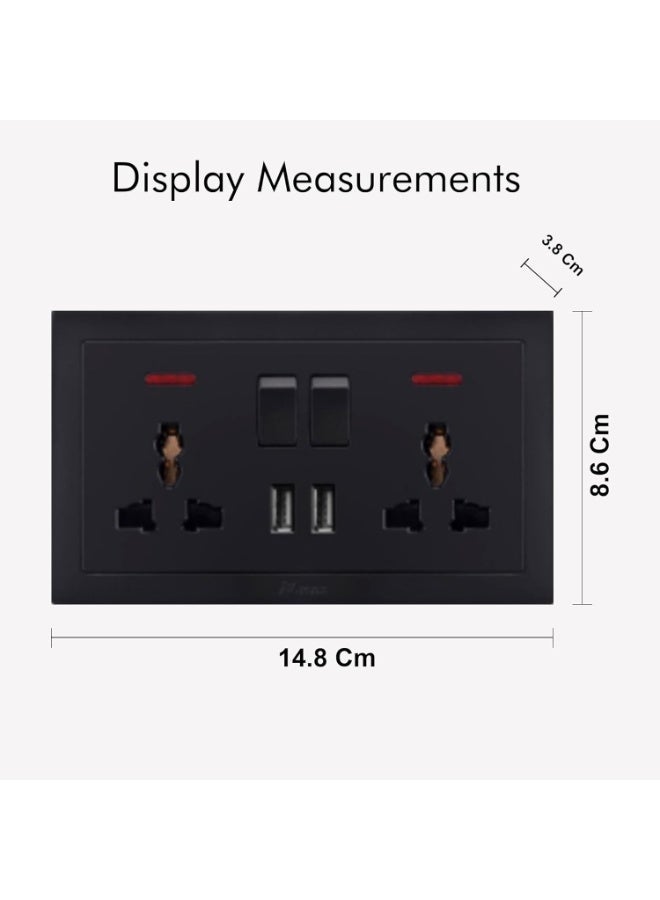 Vmax V.MAX double MF switched socket with 2 USB Electric Power Sockets for Home Office or hotel - Image 2
