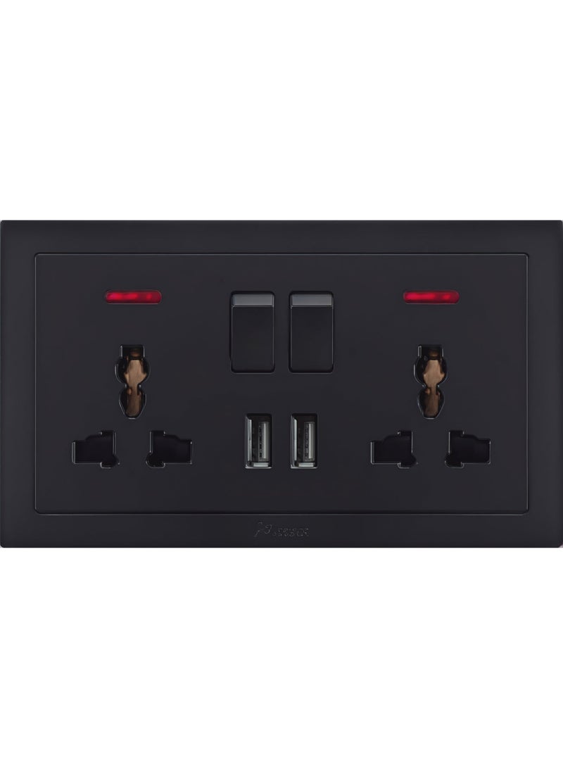 Vmax V.MAX double MF switched socket with 2 USB Electric Power Sockets for Home Office or hotel - Image 1