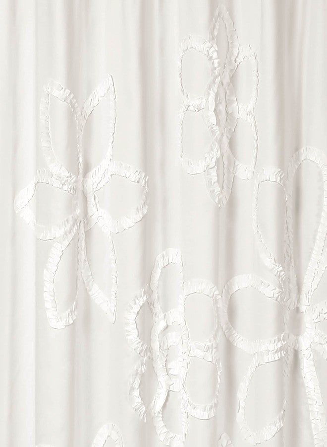 Lush Decor White Ruffle Flower Polyester Shower Curtain, 72" x 72" - Image 2