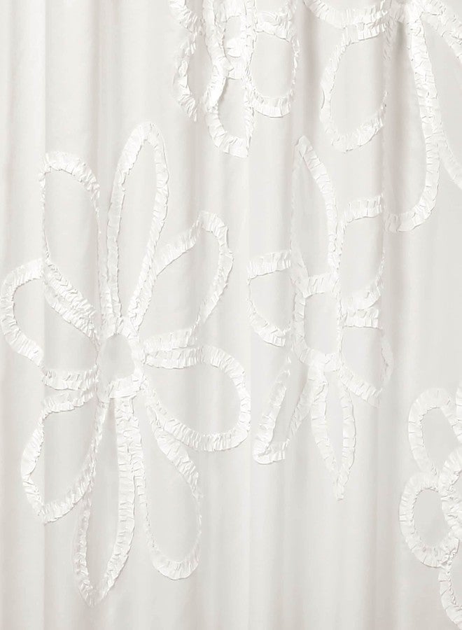 Lush Decor White Ruffle Flower Polyester Shower Curtain, 72" x 72" - Image 3