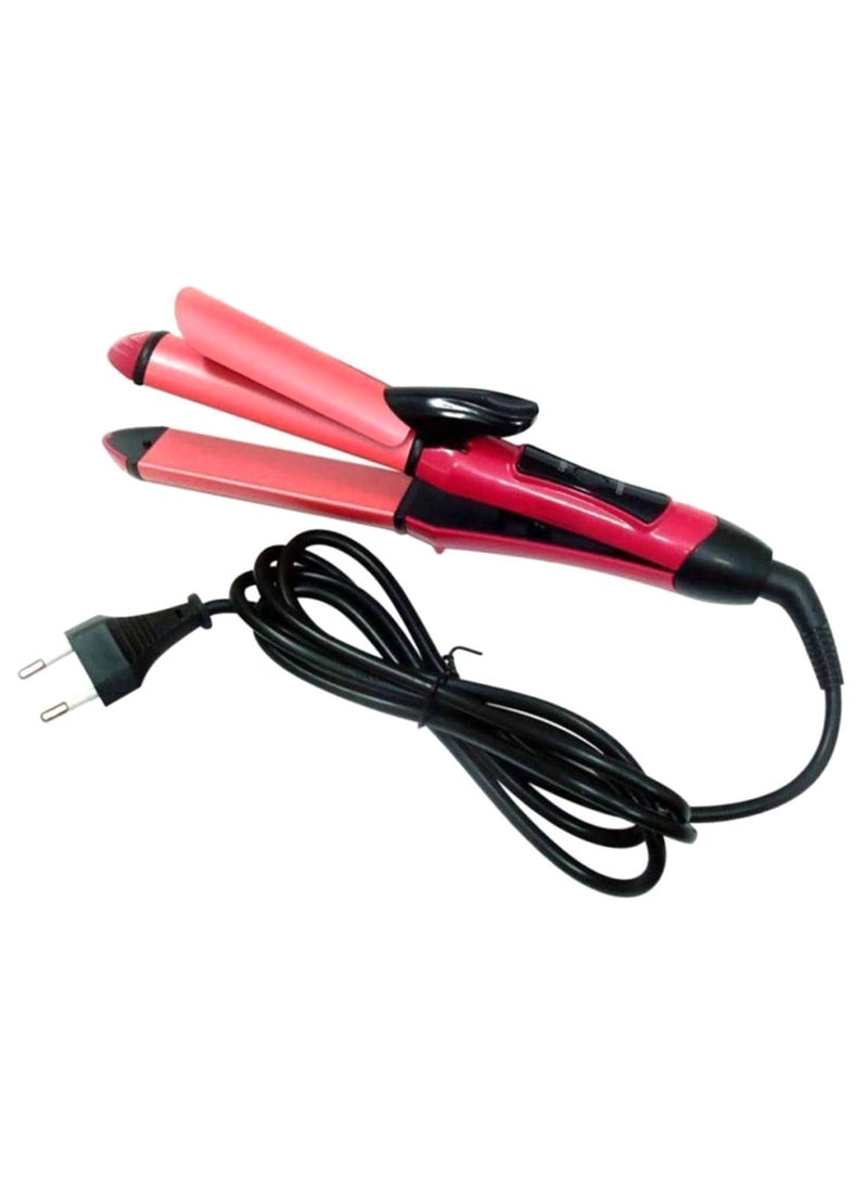 NIBEMINENT 2-In-1 Hair Straightener And Curler Pink/Black