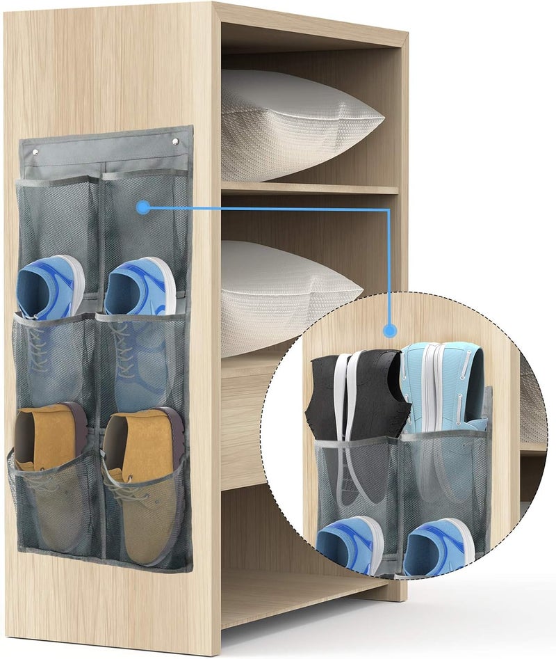 Yocice Wall Mounted Shoes Rack 2Pack/Can Store 6Pairs of Sneakers,with Sticky Hanging Mounts, Shoes Holder Storage Organizer Shelf,Door Shoe Hangers (SM06-Gray-2) - Image 4