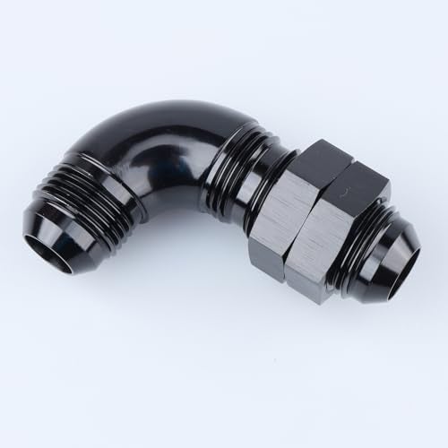AC PERFORMANCE Aluminum 90 Degree -10AN to -10 AN One Piece Full Flow Male Flare Bulkhead Fuel Fitting with AN10 Bulkhead Nut, Black - Image 4