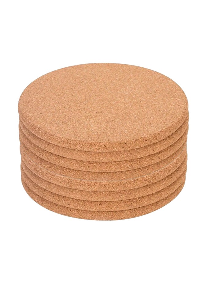 8 PCS ROUND CORK PLATE PAD, THICK CORK COUNTERTOP PLATE PAD COASTER, HEAT RESISTANT MULTIFUNCTIONAL TABLE CORK BOARD, FOR HOT DISHES POTS COOKWARE PLANT GARDENING DIY INDOOR OUTDOOR, 18.7*18.7CM