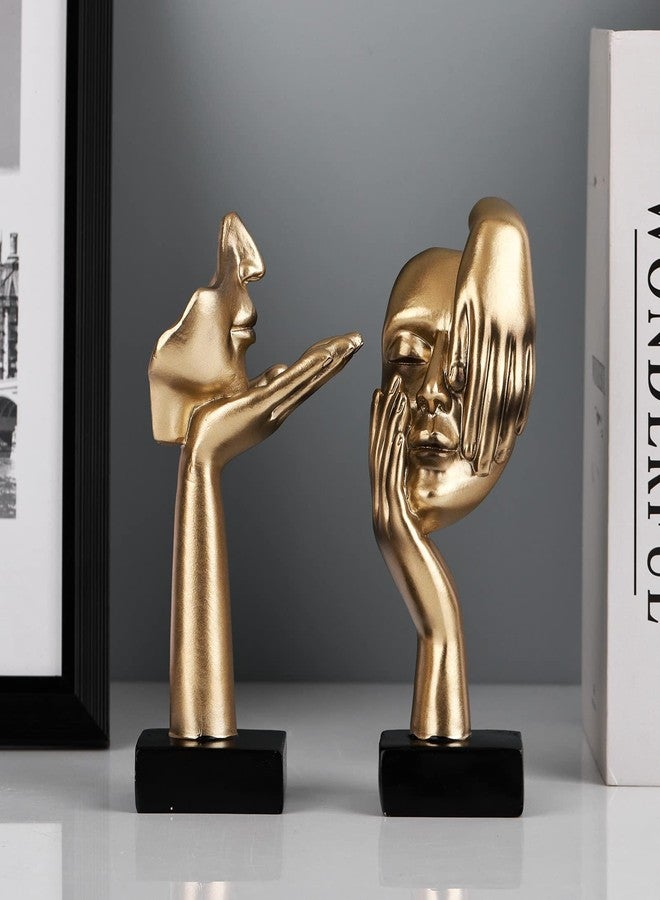 oliruim 6.5" H Black Gold Art Thinker Figurines 2 PCS, Abstract Small Statues Home Accent Decor for Shelf, Office Desk, Living Room, Knick Knacks Decorations for Shelves (2 Pcs Gold) - Image 2