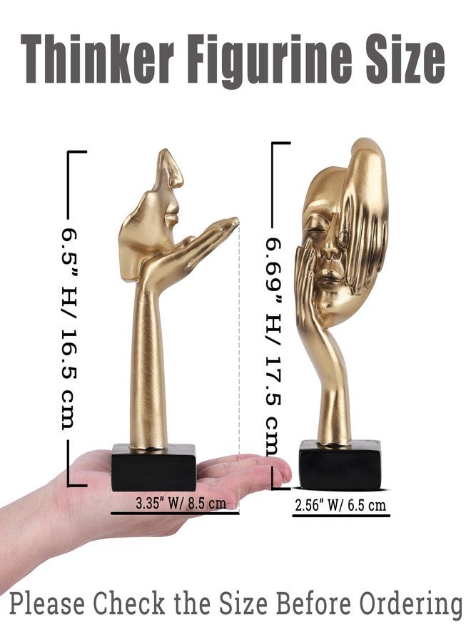 oliruim 6.5" H Black Gold Art Thinker Figurines 2 PCS, Abstract Small Statues Home Accent Decor for Shelf, Office Desk, Living Room, Knick Knacks Decorations for Shelves (2 Pcs Gold) - Image 4