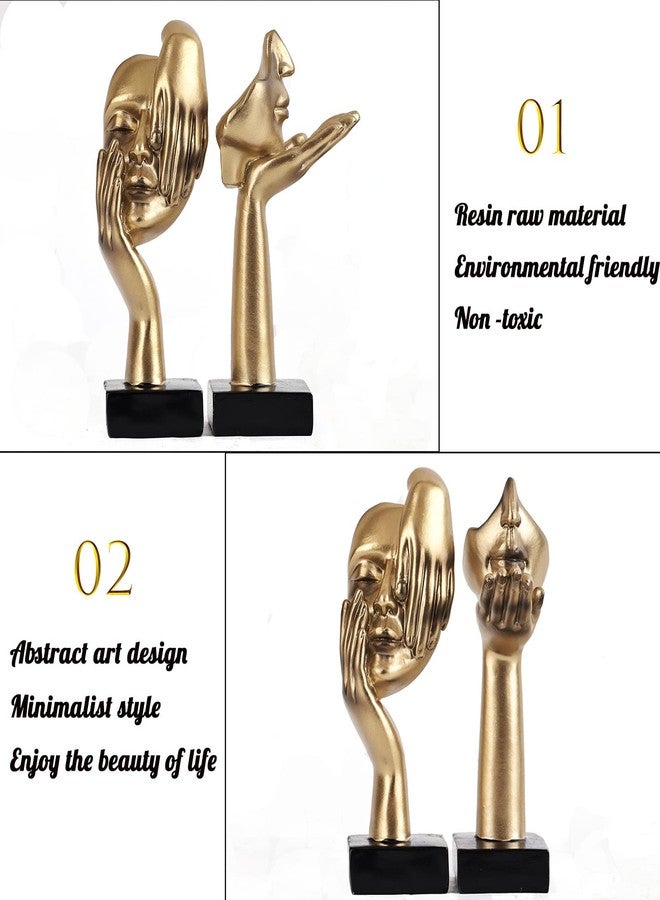 oliruim 6.5" H Black Gold Art Thinker Figurines 2 PCS, Abstract Small Statues Home Accent Decor for Shelf, Office Desk, Living Room, Knick Knacks Decorations for Shelves (2 Pcs Gold) - Image 3