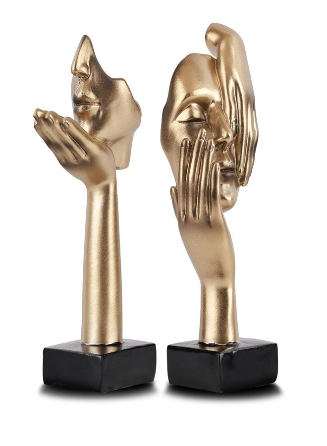 oliruim 6.5" H Black Gold Art Thinker Figurines 2 PCS, Abstract Small Statues Home Accent Decor for Shelf, Office Desk, Living Room, Knick Knacks Decorations for Shelves (2 Pcs Gold) - Image 1