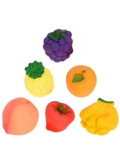 Manos Fruit Squeez Chu Chu Bath Toy Set for Kids, 6 Pieces, Grapes, Orange, Apple, Banana, Mango and Pineapple Shape Toy  - Image 1