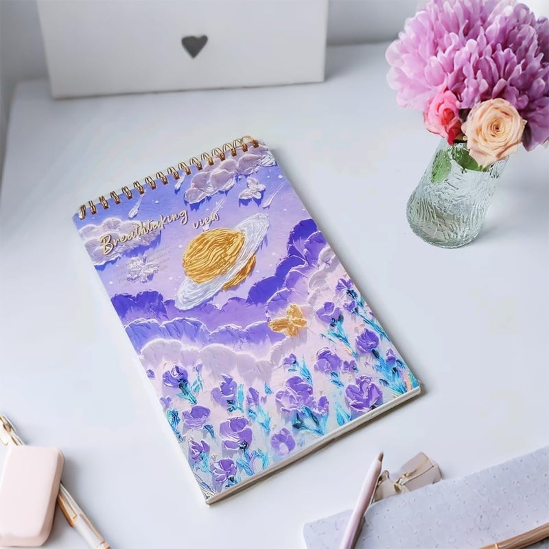 Clesante دفتر رسم بحجم A4، دفتر رسم فني للرسم، 120 صفحة مجلدة حلزونيًا، 160 جرامًا للمتر المربع، خالٍ من الأحماض، ورق رسم فني للرسم والتلوين والخربشة والكتابة للأطفال والبالغين والمبتدئين والفنانين (أرجواني) - Image 3