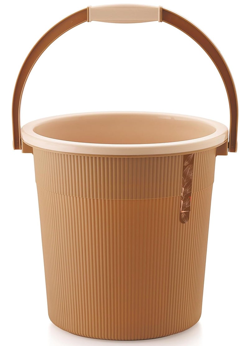 Liza Liza Newton 11Piece Complete Bathroom Essential Set for Home, Kitchen & Bathroom Includes 20L Bucket, 18 L Tub, Big Stool, Dustbin, and More (Pack of 11) Light Brown - Image 4