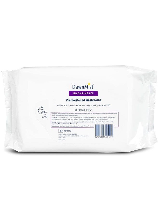Dukal Dawn Mist Pre-Moistened Adult Wash Cloth, Non-Sterile, Soft Pack, 8" W x 12" L (50 Packs of 12) (Pack of 600) - Image 1
