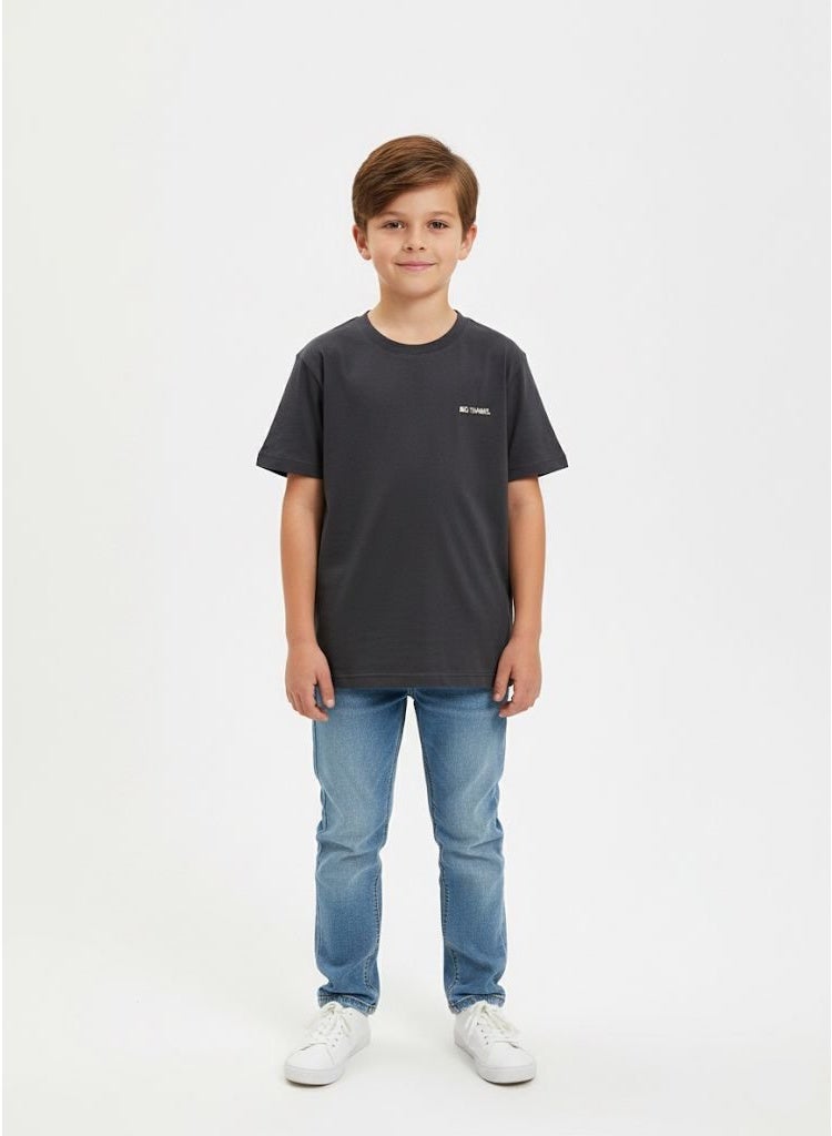 Zara Boys’ Dark Grey Casual T-Shirt – Soft Cotton Short Sleeve Tee for Kids - Image 1