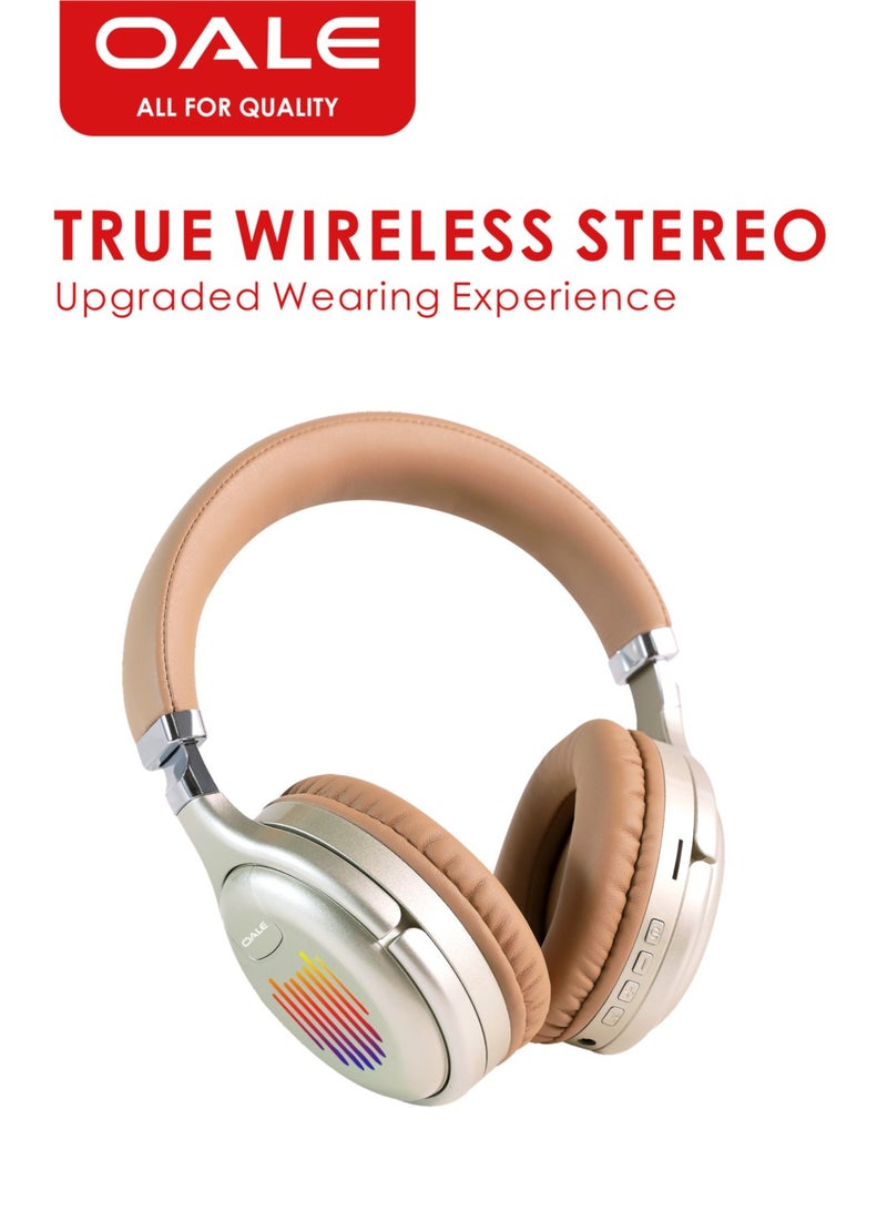 OALE iPOP 4 Wireless Over-Ear Headphones, Bluetooth 5.3, 40mm Drivers, Up to 8H Playtime, TF Card & AUX Support, Wired Mic, Heart Shape LED Light, Type-C Charging - Image 1