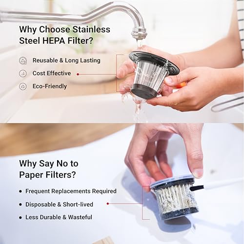 Dylect Cordless Vacuum Cleaner for Car&Home|3X Powerful Suction,16000Pa|Dual Mode-Wireless,Wired|6000Mah Battery|Bldc Technology||Washable Stainless Steel Hepa Filter|Copper Winding,0.5 Liter - Image 5