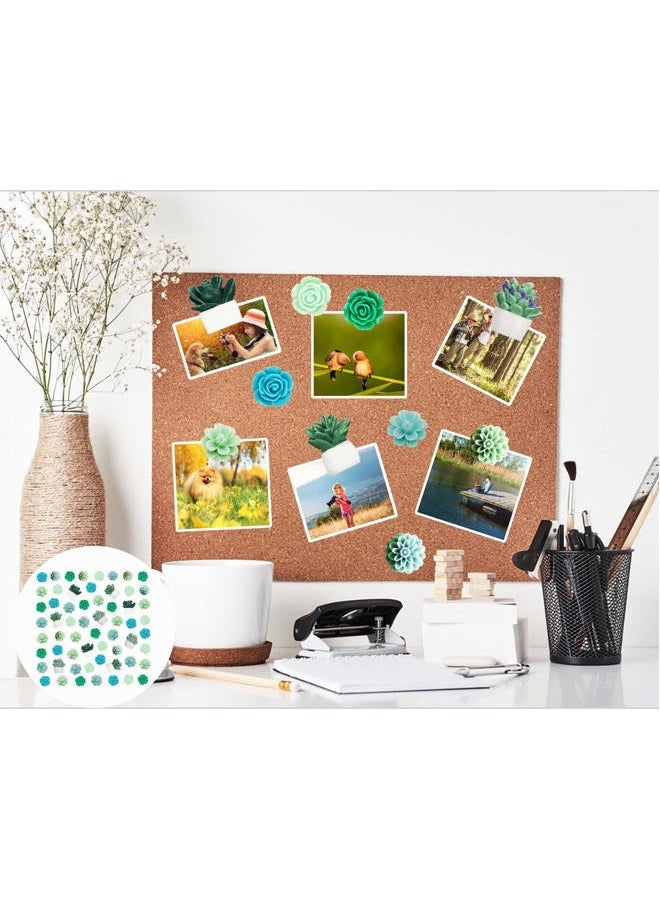 Gansita 60 PCS Decorative Push Pins Set, Succulent Plants & Flowers Rose Thumb Tack Decorative Cute Push pins for Cork Board Bulletin Board Maps Photos Wall Home Office Classroom Decoration - Image 3