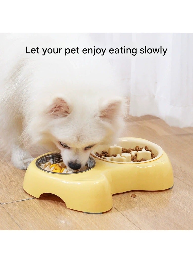 Goolsky New Bagged Two-in-One Stainless Steel Slow-feeding Cat Bowl with Big and Small "Eyes", a Must-have for Pets - Image 3