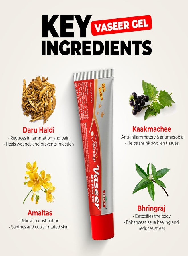 Jolly vasser Gel For Piles, Hemmoroids, Constipation, Bawaseer, Irritation, Foul Smell, (Pack of 3) - Image 2