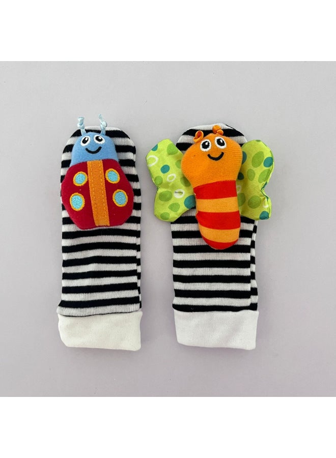 Baby Watch Strap Bracelet Socks Gloves Cartoon Cute Bee Infant Hand Shake Bell Socks Set Toy Bed Bell-Color:Orange Bee Socks  - Image 3
