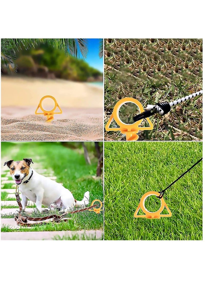 KASTWAVE 4 Pieces yellow Canopy Stakes Tent Pegs, Screw Spiral Tent Ground Anchor Stakes, Heavy Duty Screw Shape Ground Anchor Nail for Camping, Sandbeach, Rain Tarps, and Hiking.  - Image 4