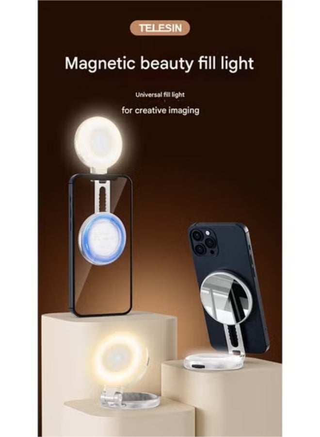 TELESIN Magnetic Magsafe Three - color Fill Light - An Essential Gadget for Mobile Phone Photography, Live Streaming, Soft - light Beauty Retouching and Selfie - taking - Image 2