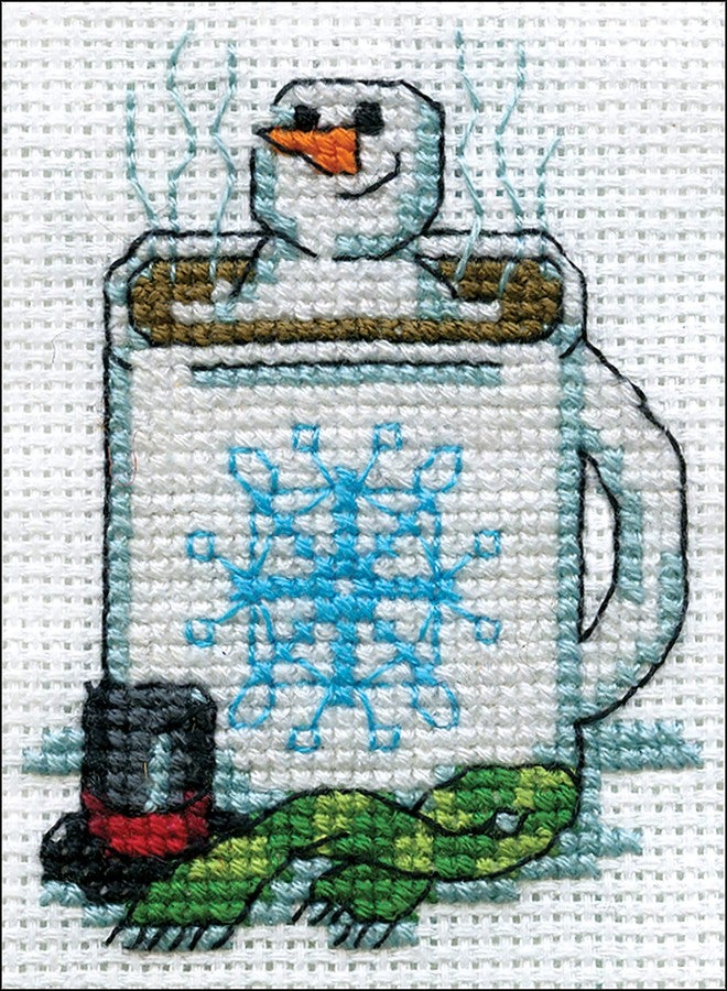 Design Works Counted Cross Stitch Kit 2"X3"-Cocoa Snowman (14 Count) - Image 5
