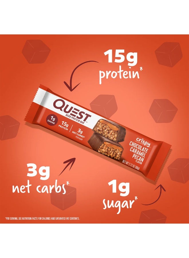 Quest Nutrition Quest Hero Protein Bar – Chocolate Caramel Pecan Flavor, High Protein, Low Sugar, Gluten-Free, 60g (Box of 12 Bars) - Image 5