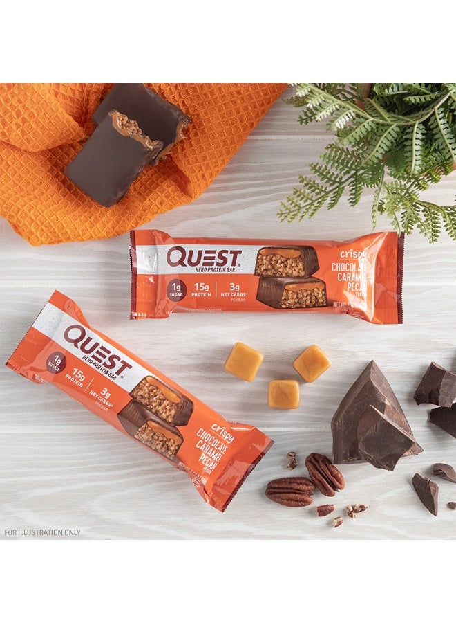 Quest Nutrition Quest Hero Protein Bar – Chocolate Caramel Pecan Flavor, High Protein, Low Sugar, Gluten-Free, 60g (Box of 12 Bars) - Image 3