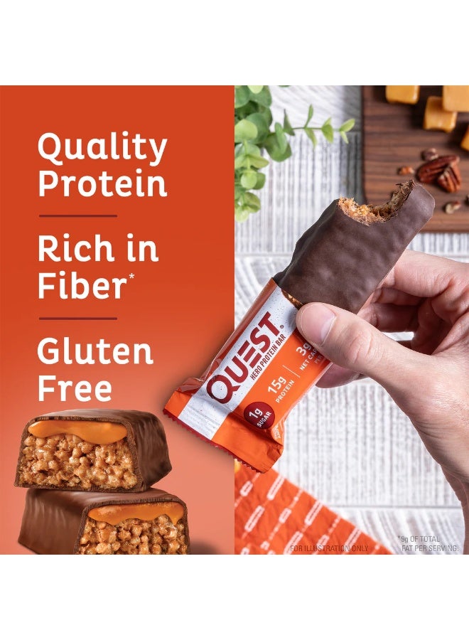 Quest Nutrition Quest Hero Protein Bar – Chocolate Caramel Pecan Flavor, High Protein, Low Sugar, Gluten-Free, 60g (Box of 12 Bars) - Image 4