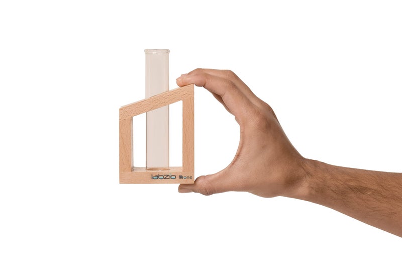 LABZIO Home - Flower Vase in a Artistic Wooden Stand with 3.3 Borosilicate Glass Tube, Pack of 1 - Image 4