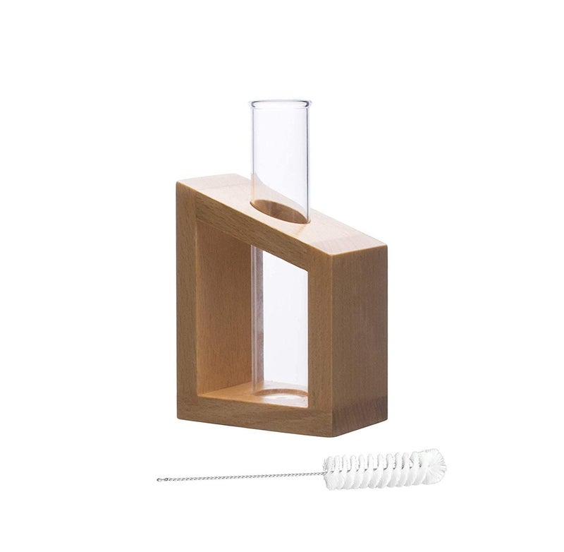 LABZIO Home - Flower Vase in a Artistic Wooden Stand with 3.3 Borosilicate Glass Tube, Pack of 1 - Image 5
