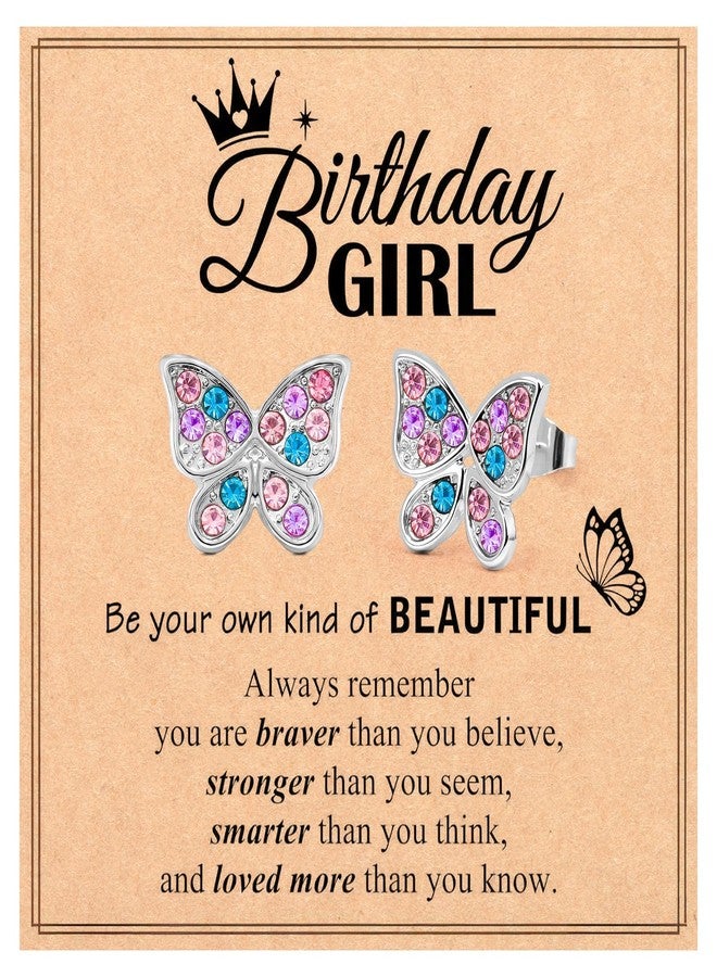 CXLDTE Birthday Girls Gifts for 6-8 8-10 Year Old Kids Hypoallergenic Butterfly Earrings Jewelry 4 5 6 6 7 8 9 10 11 12 Year Old Girl Birthday Gift Ideas Presents Decorations for Daughter Granddaughter Niece - Image 1