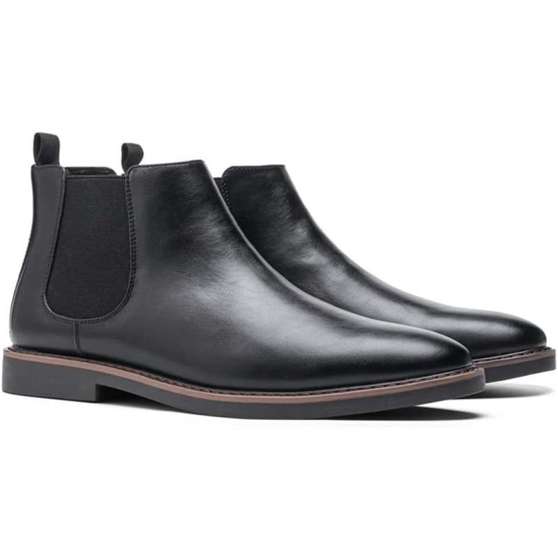 Men's Formal Leather Comfort Martin Boots for Business, Black, High Top Pointed Toe with Premium Comfort Sole - Image 1